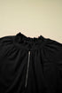 Half Zip Puff Sleeve Top and Ruffled Shorts Set